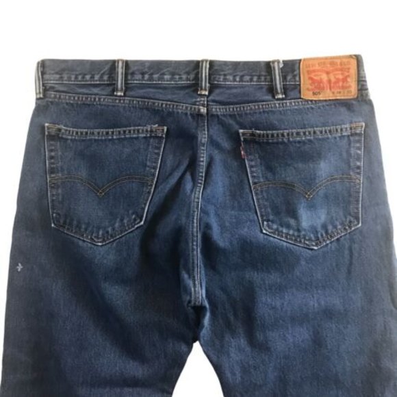 Levis 505 Regular Fit Jeans Mens 38x30 Blue Wash Low Stretch Denim - Picture 7 of 12